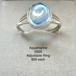 Aquamarine Adjustable S925 Ring